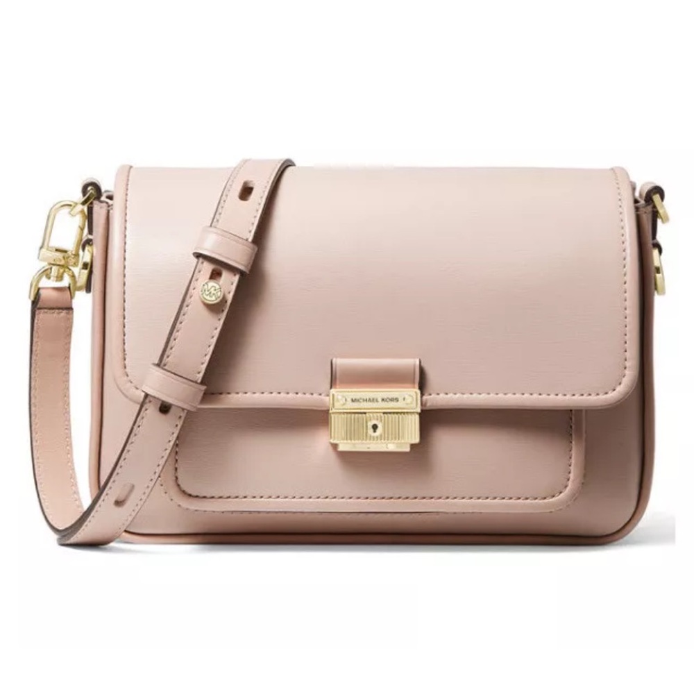 Michael Kors Bradshaw Soft Pink/Gold Medium Leather Messenger Bag